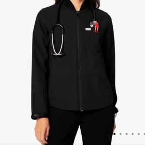 Figs Limited Edition Kilimo Soft Shell Scrub Jacket Womens SMALL Black Nurse